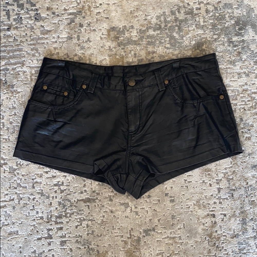 Free People faux black leather shorts